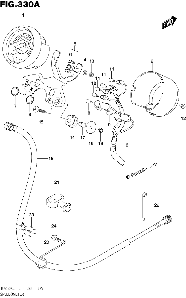 Diagrama de 330A SPEEDOMETER TU250XL8 E03