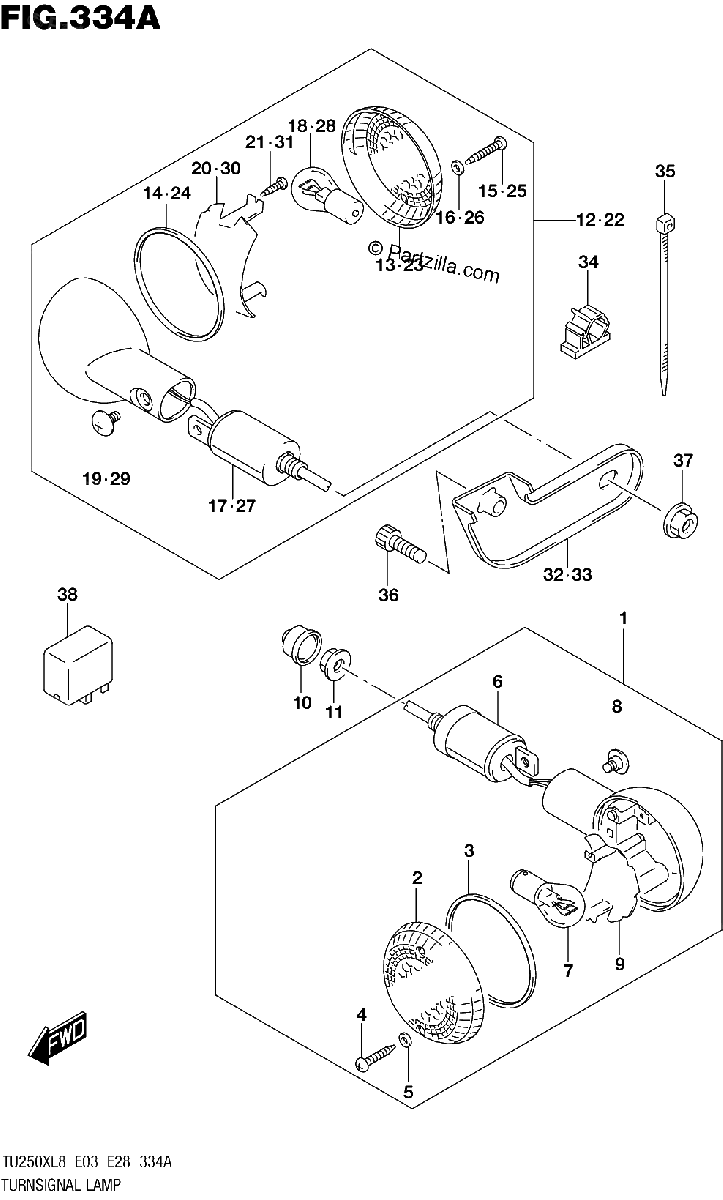 Diagrama de 334A TURNSIGNAL LAMP