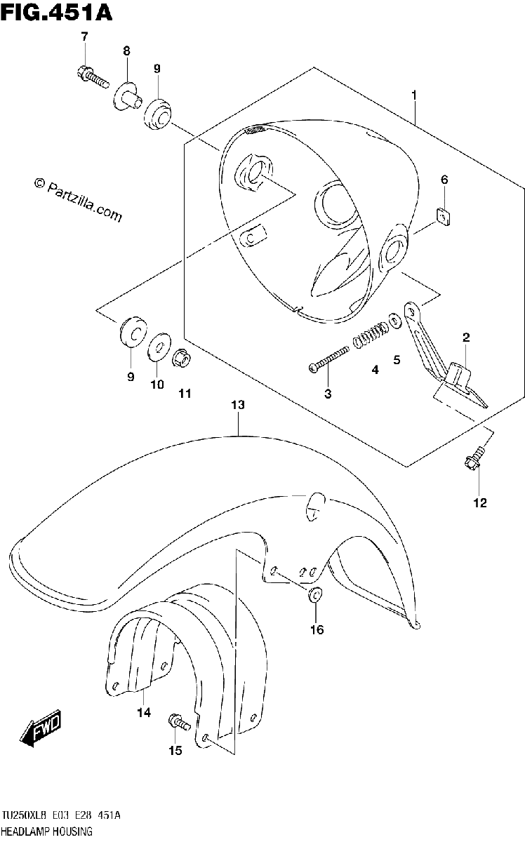 Diagrama de 451A HEADLAMP HOUSING