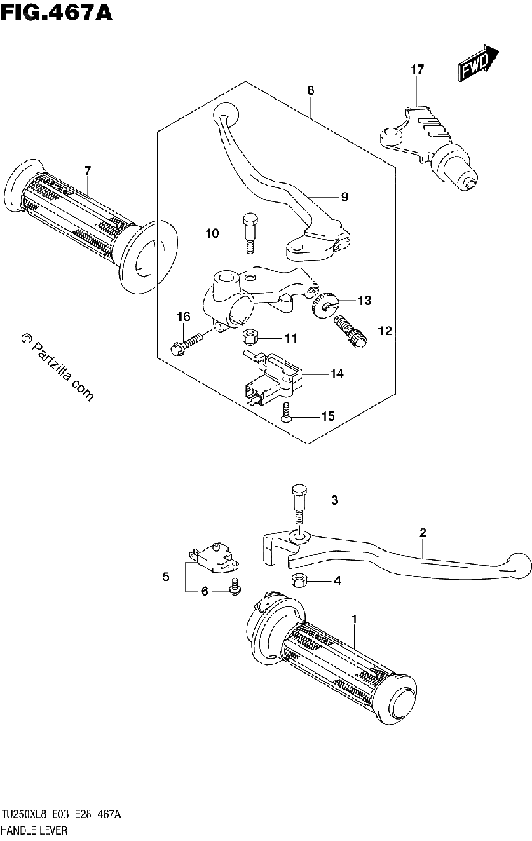 Diagrama de 467A HANDLE LEVER