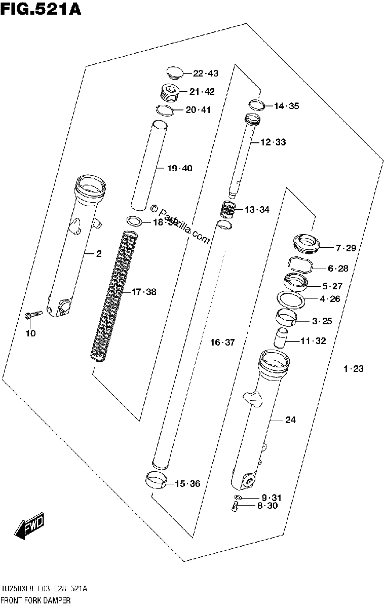 Diagrama de 521A FRONT FORK DAMPER