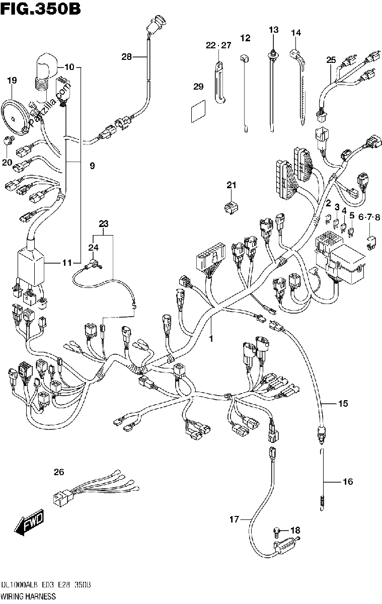 Diagrama de 350B WIRING HARNESS DL1000AL8 E28