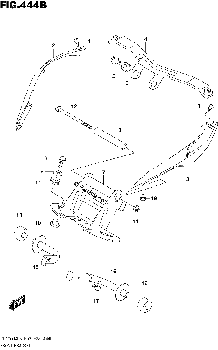 Diagrama de 444B FRONT BRACKET DL1000AL8 E03 FOR YVB YWW