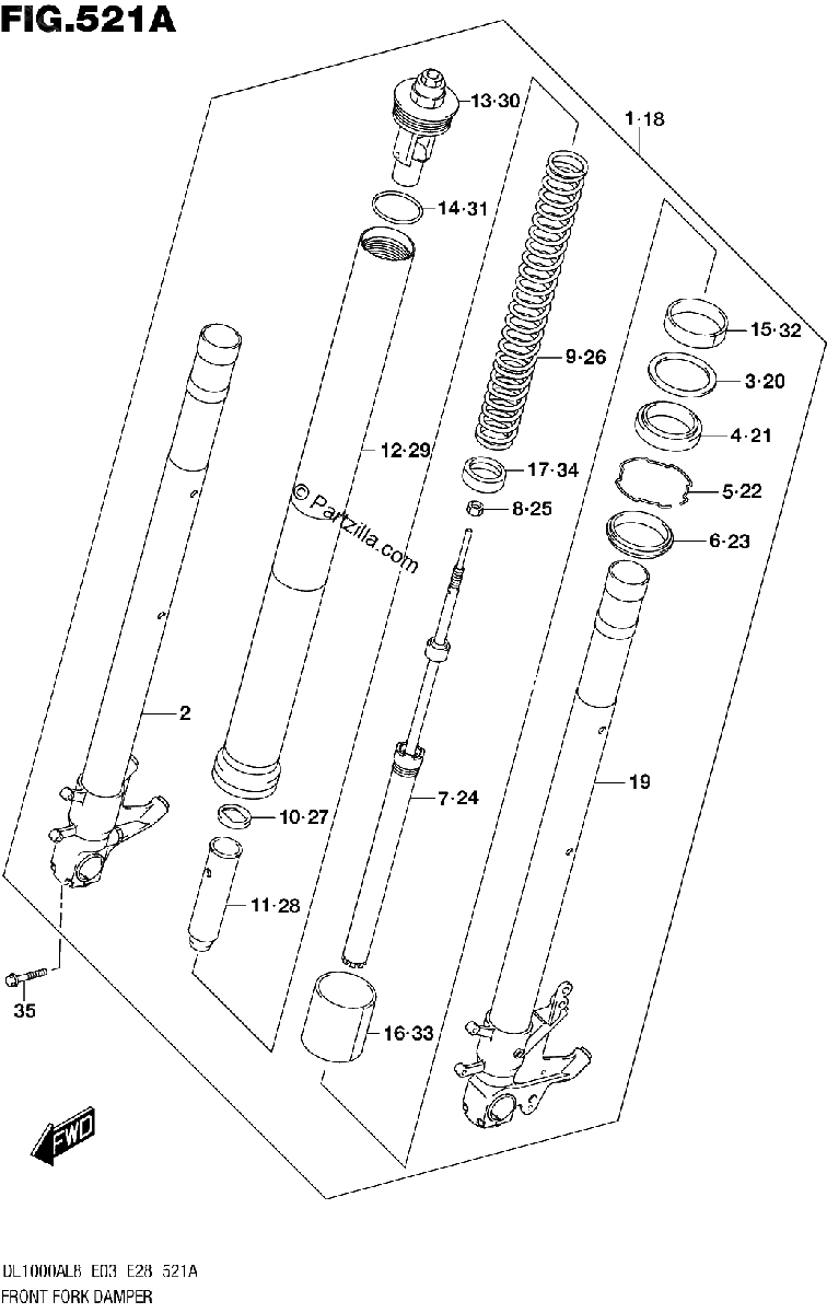 Diagrama de 521A FRONT FORK DAMPER