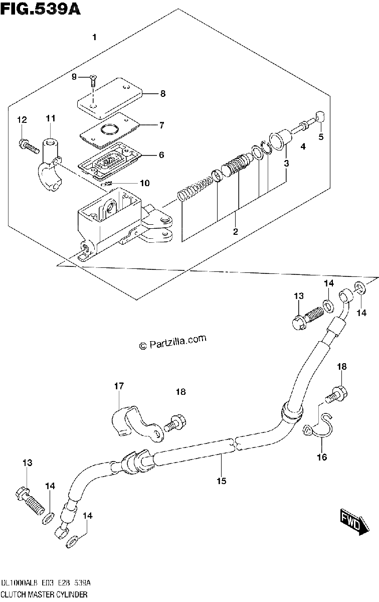 Diagrama de 539A CLUTCH MASTER CYLINDER