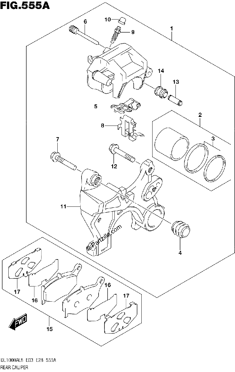 Diagrama de 555A REAR CALIPER