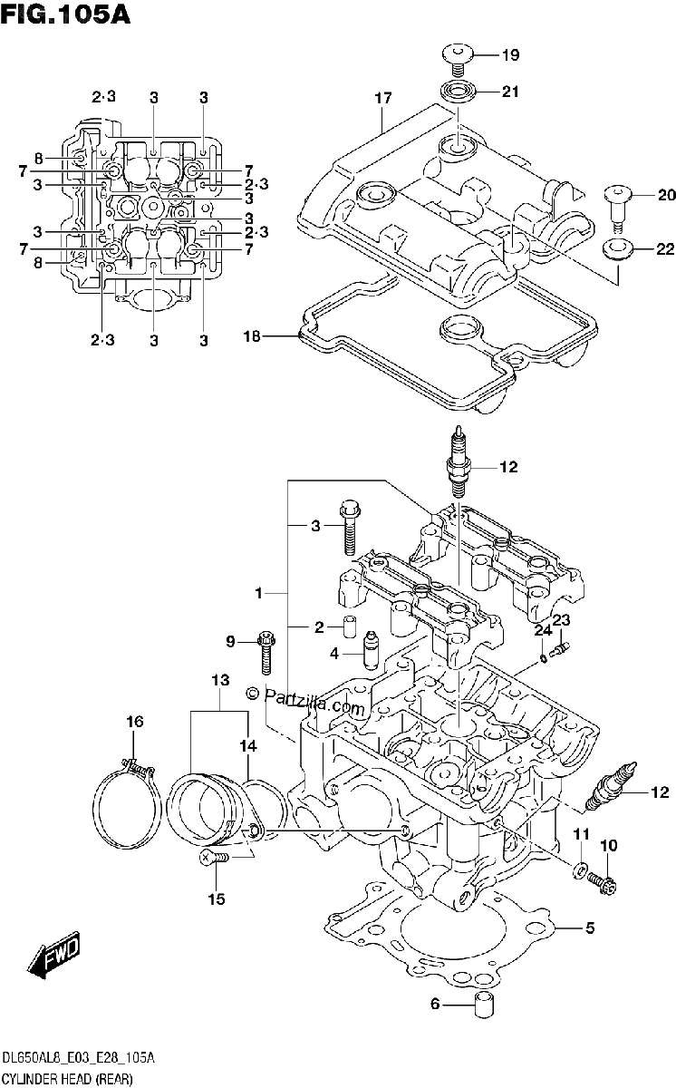 Diagrama de 105A CYLINDER HEAD REAR