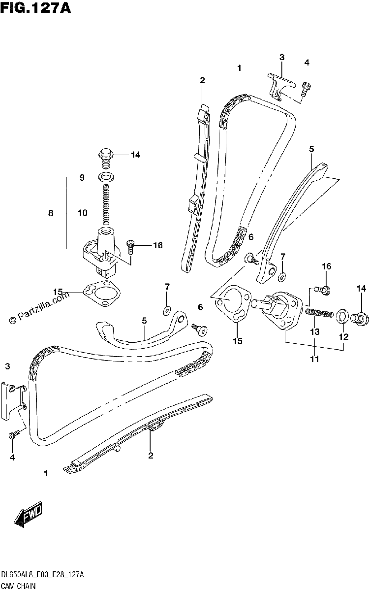 Diagrama de 127A CAM CHAIN