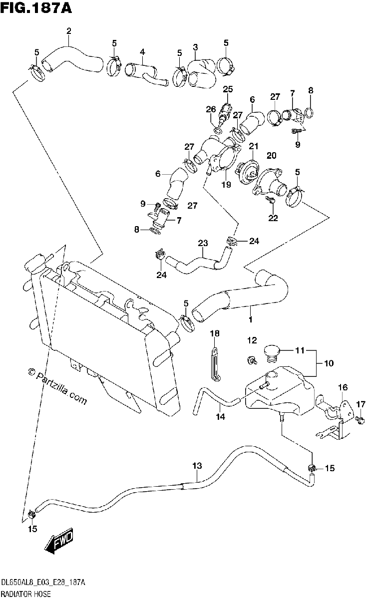 Diagrama de 187A RADIATOR HOSE