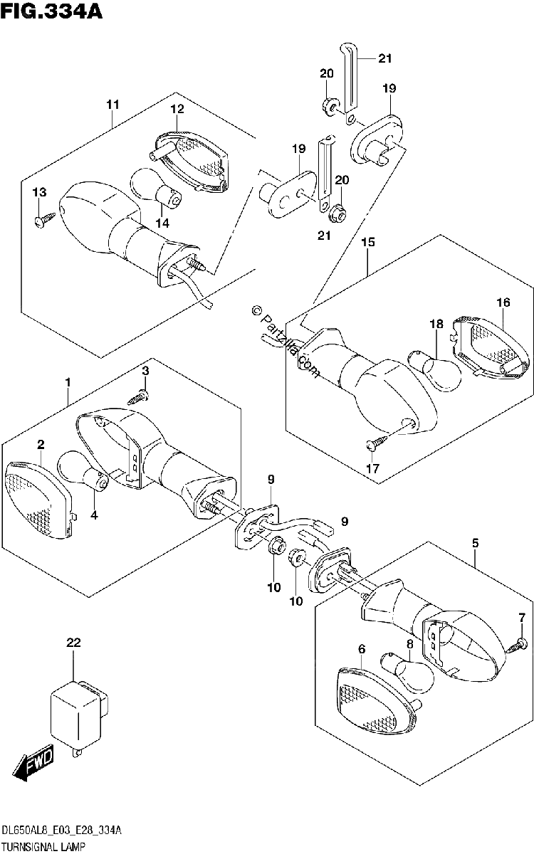 Diagrama de 334A TURNSIGNAL LAMP