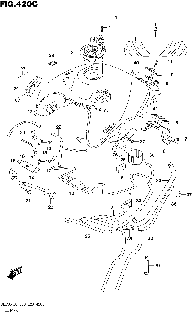 Diagrama de 420C FUEL TANK DL650XA E03 E28