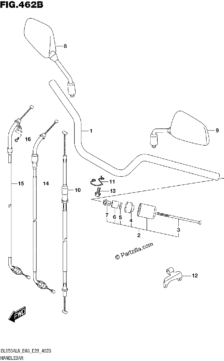 Diagrama de 462B HANDLEBAR DL650XA