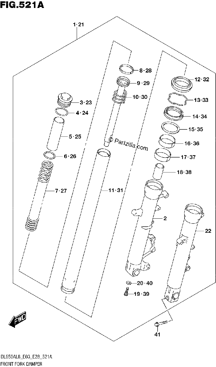 Diagrama de 521A FRONT FORK DAMPER