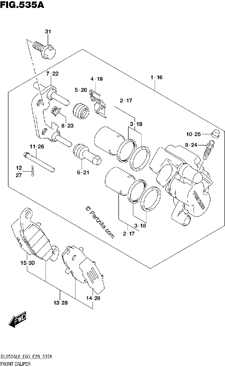 Diagrama de 535A FRONT CALIPER