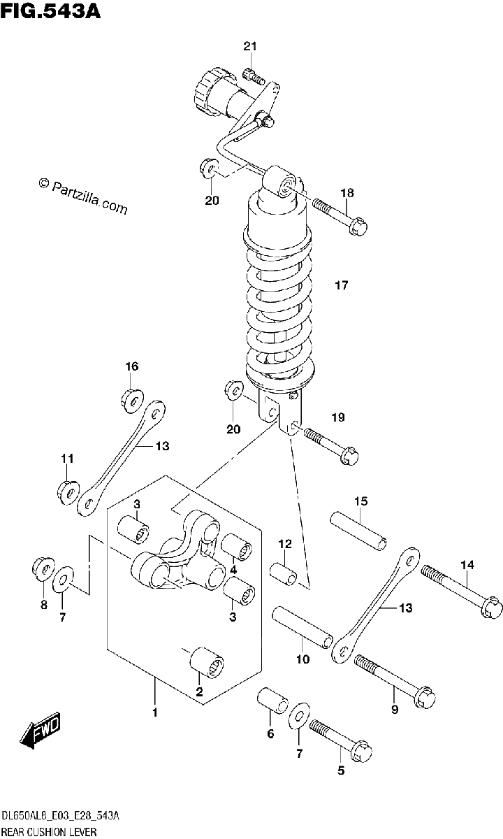 Diagrama de 543A REAR CUSHION LEVER