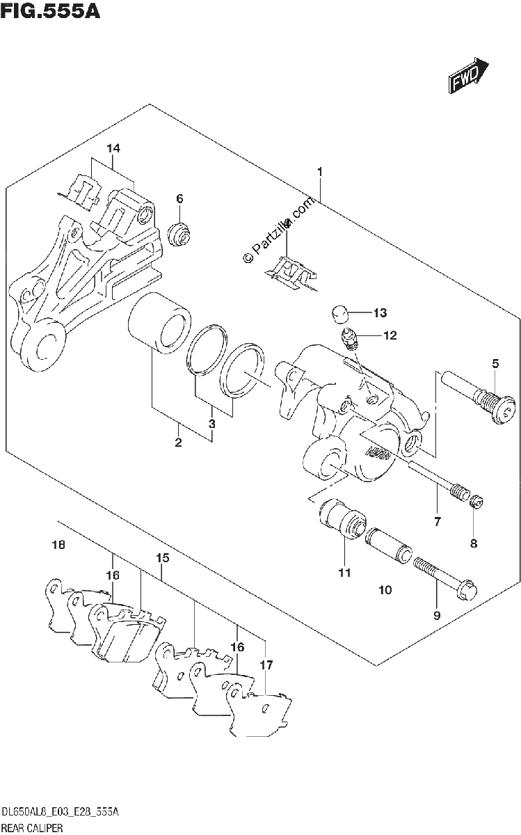 Diagrama de 555A REAR CALIPER
