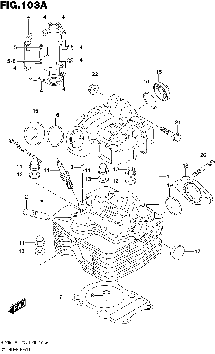 Diagrama de 103A CYLINDER HEAD