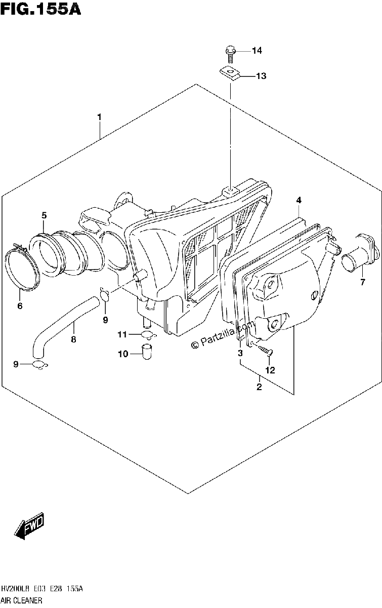 Diagrama de 155A AIR CLEANER RV200L8 E03