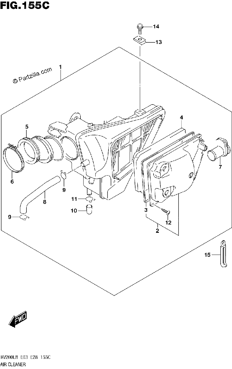 Diagrama de 155C AIR CLEANER RV200L8 E33