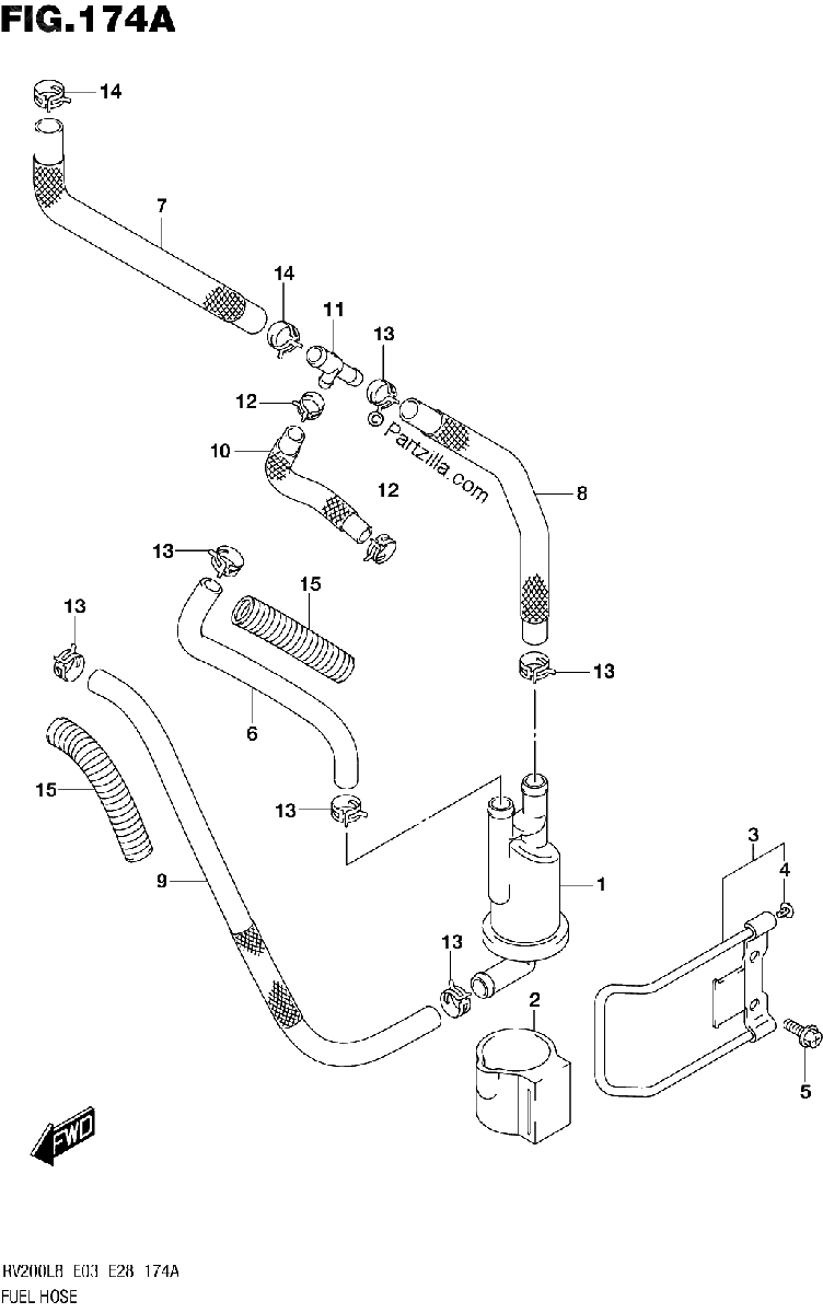 Diagrama de 174A FUEL HOSE