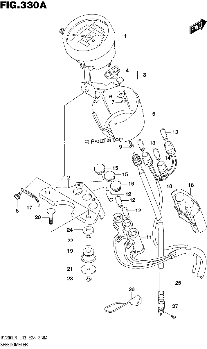 Diagrama de 330A SPEEDOMETER RV200L8 E03