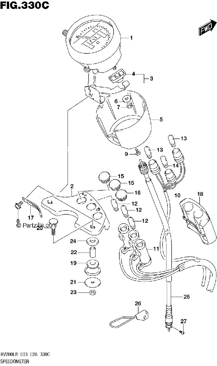 Diagrama de 330C SPEEDOMETER RV200L8 E33