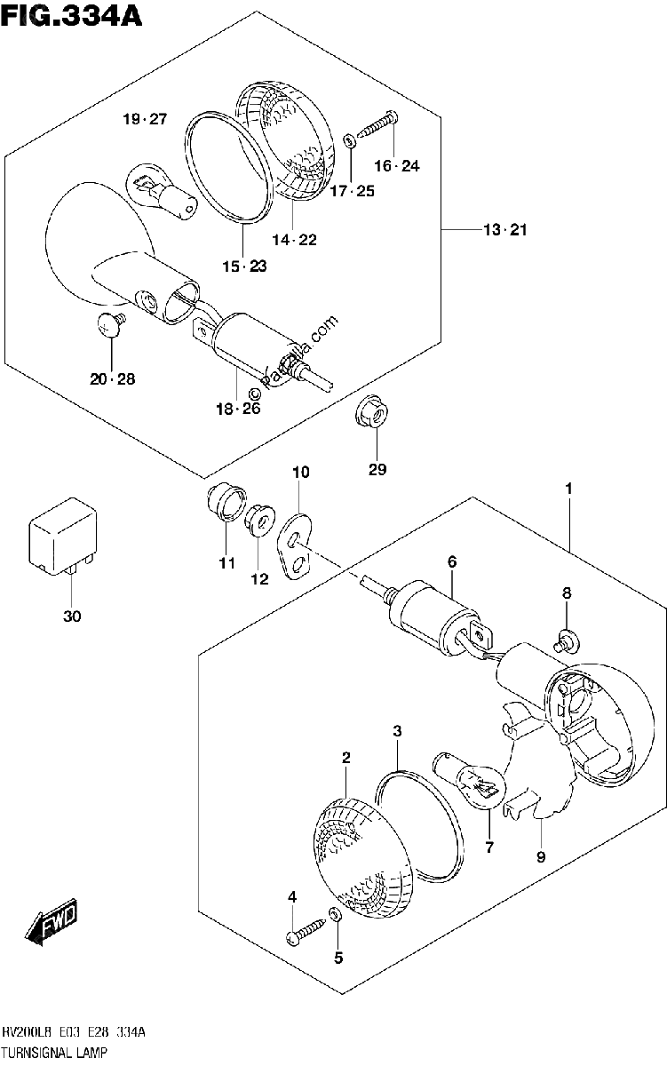 Diagrama de 334A TURNSIGNAL LAMP