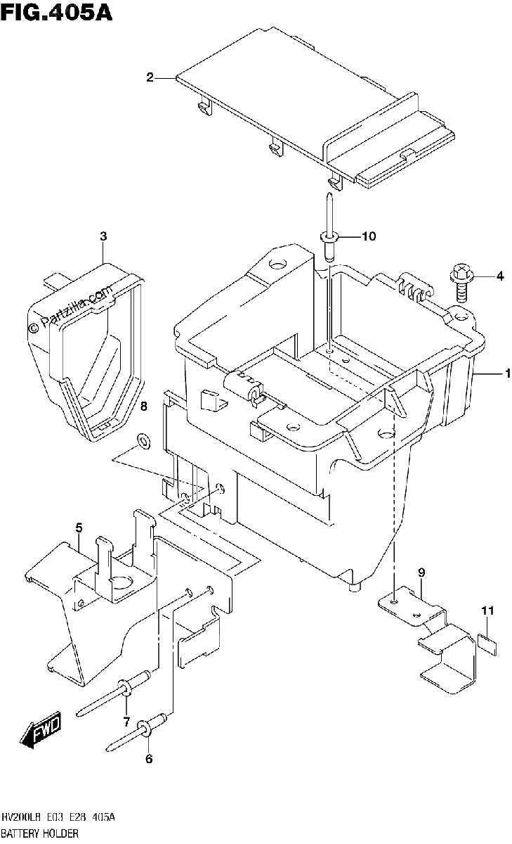 Diagrama de 405A BATTERY HOLDER