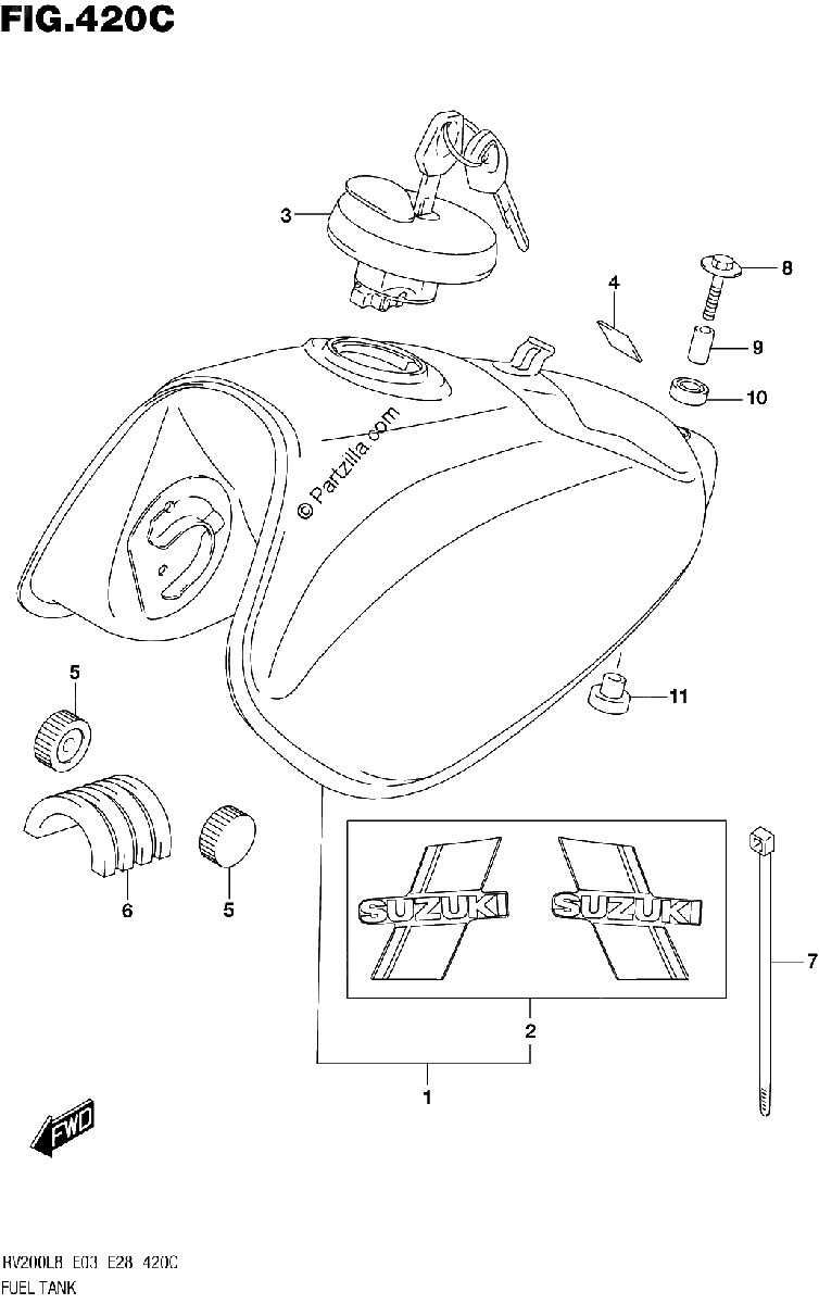 Diagrama de 420C FUEL TANK RV200L8 E33
