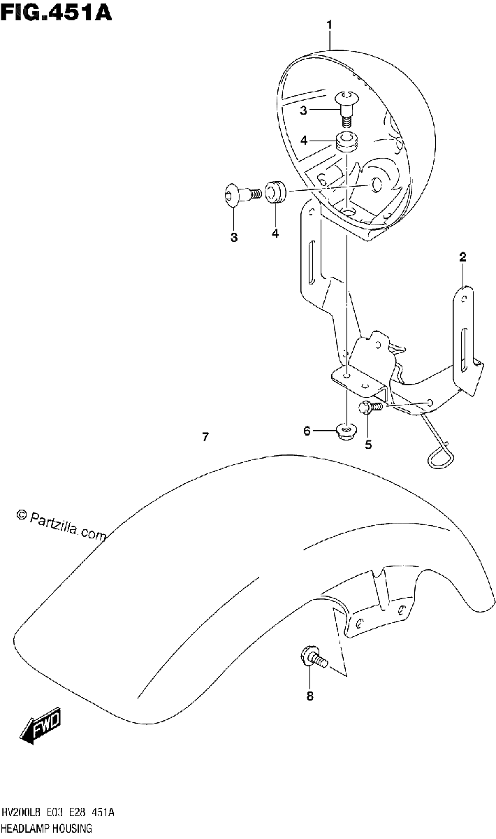 Diagrama de 451A HEADLAMP HOUSING