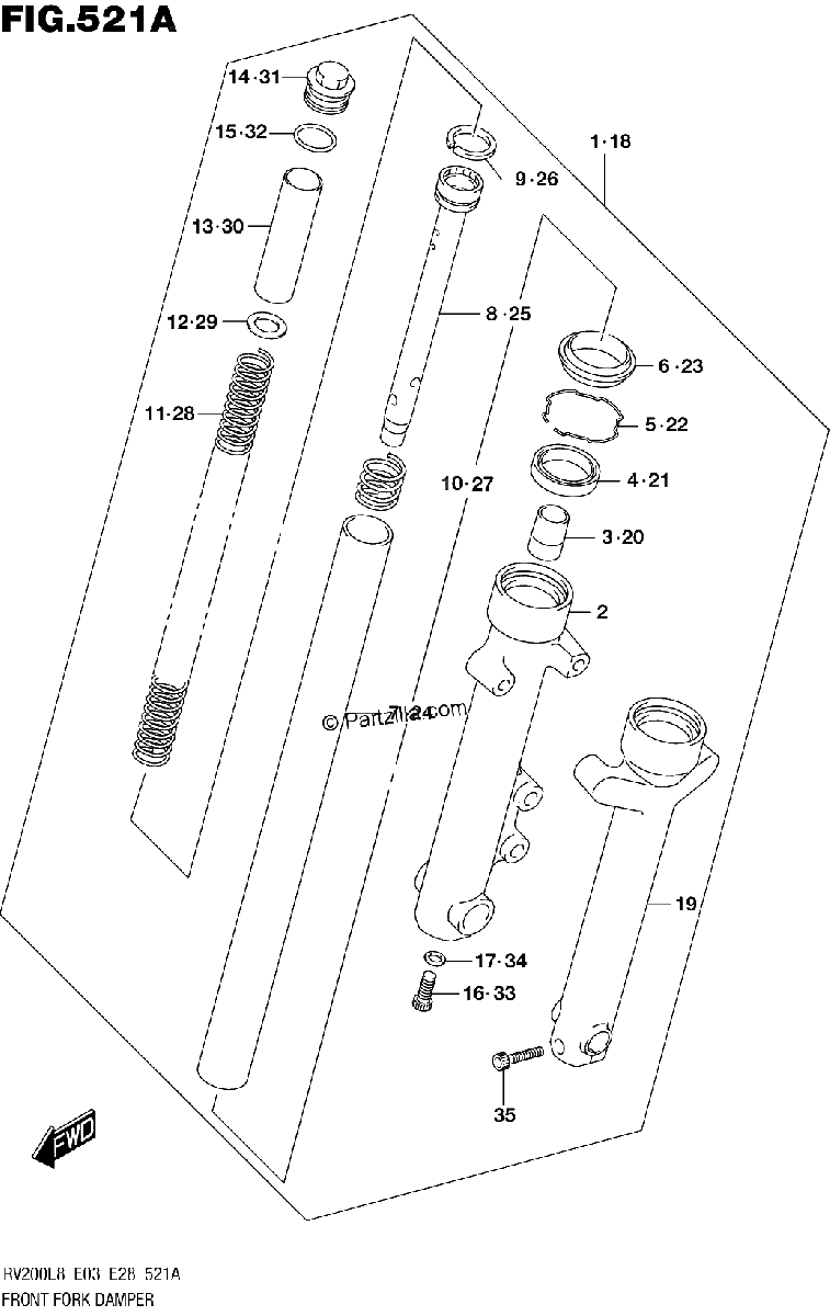 Diagrama de 521A FRONT FORK DAMPER