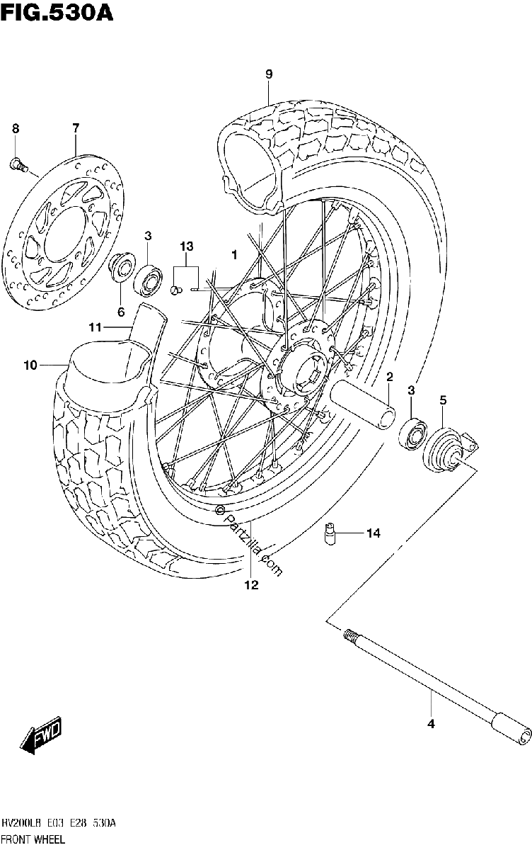 Diagrama de 530A FRONT WHEEL