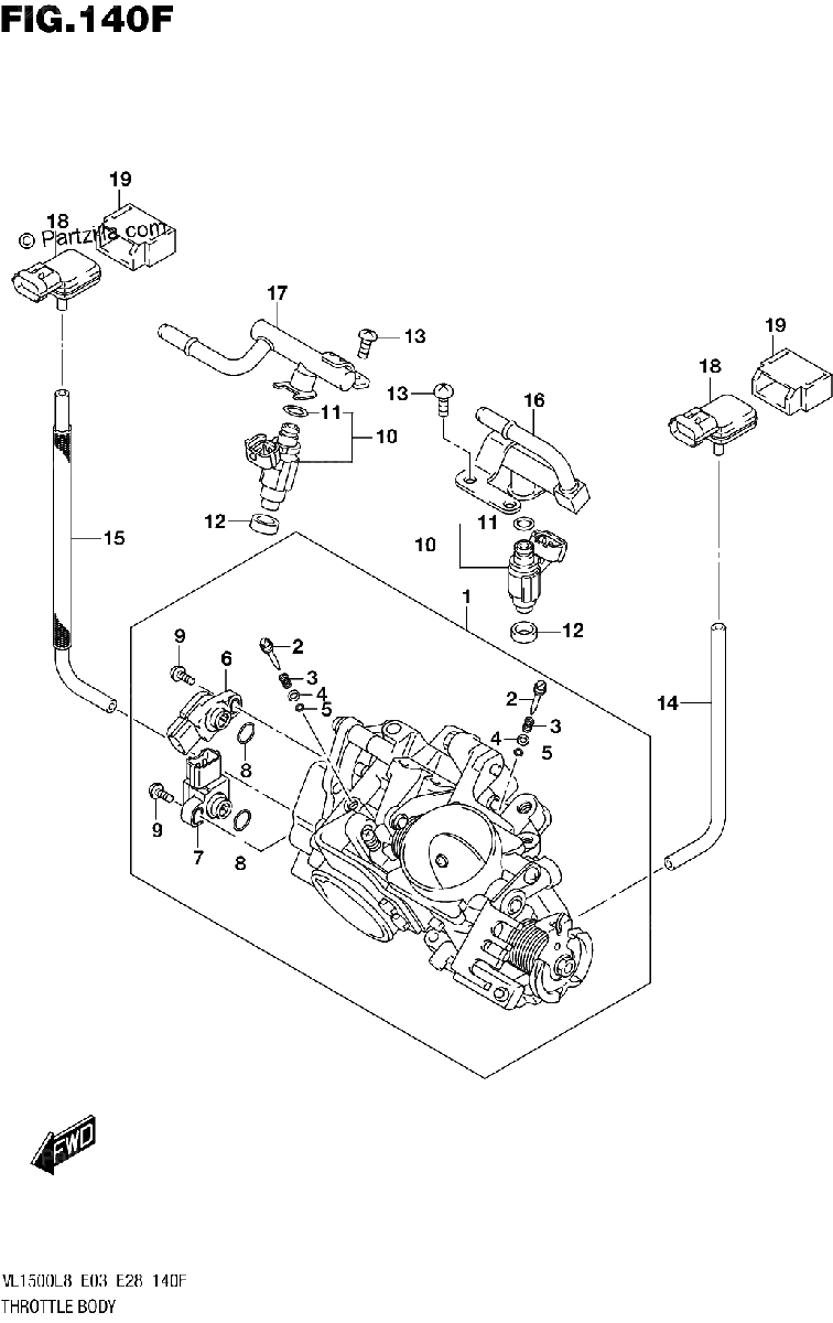 Diagrama de 140F THROTTLE BODY VL1500TL8 E28
