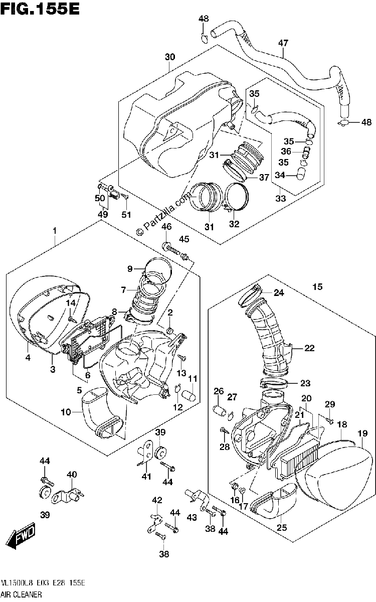 Diagrama de 155E AIR CLEANER VL1500TL8 E03