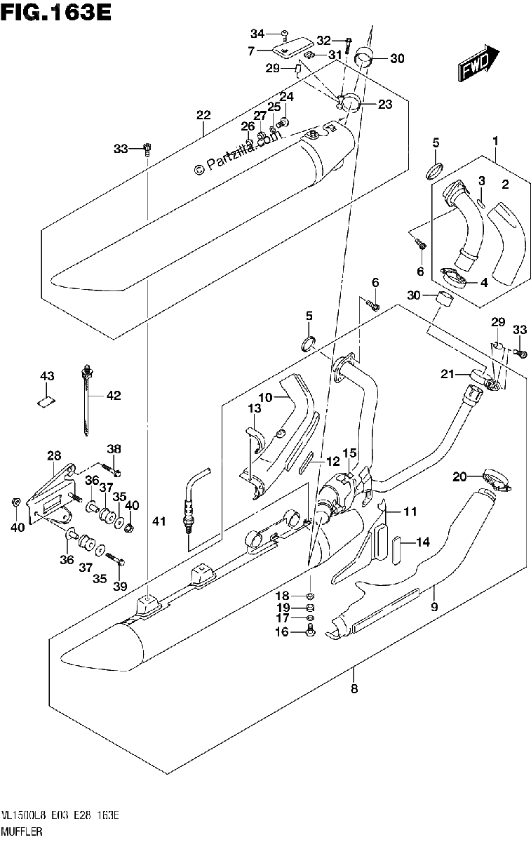 Diagrama de 163E MUFFLER VL1500TL8 E03