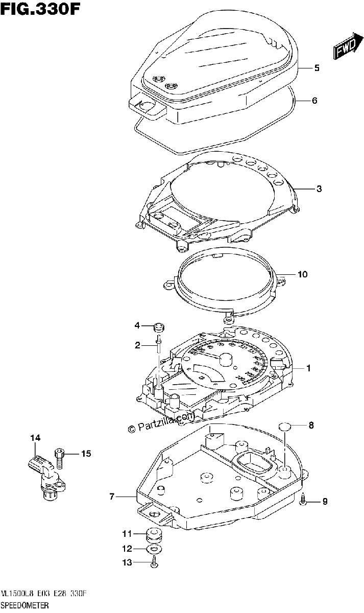 Diagrama de 330F SPEEDOMETER VL1500TL8 E28