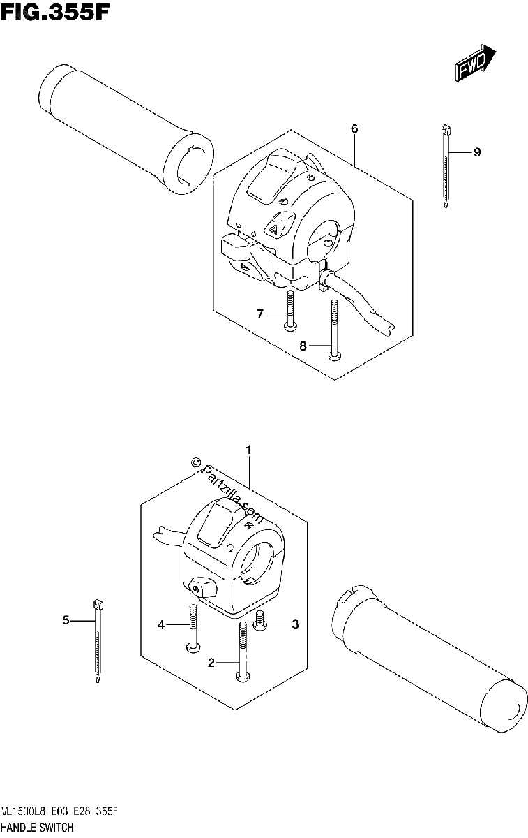 Diagrama de 355F HANDLE SWITCH VL1500TL8 E28