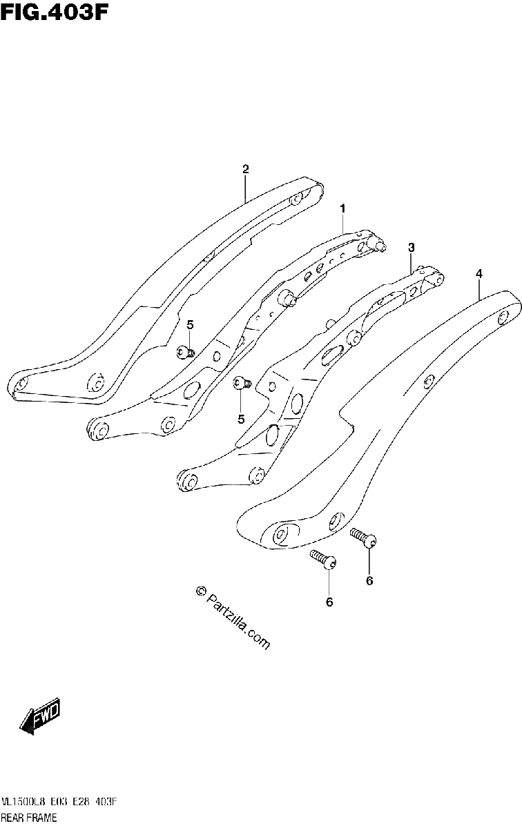 Diagrama de 403F REAR FRAME VL1500TL8 E28