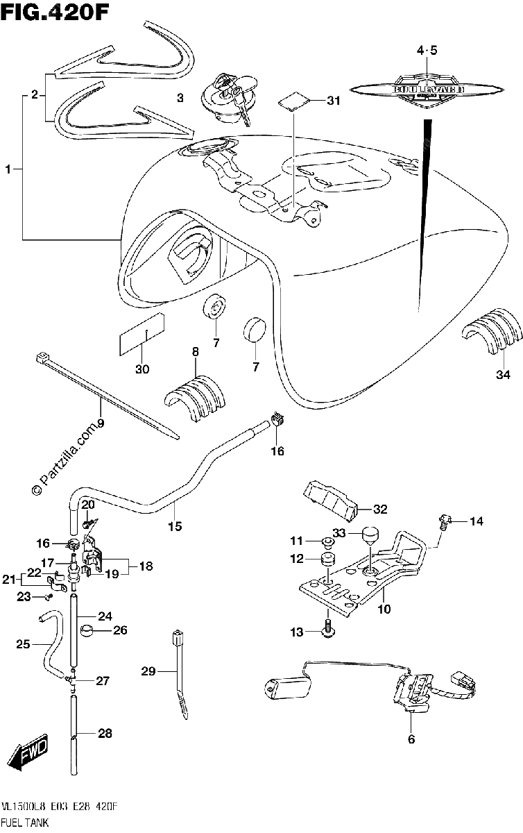 Diagrama de 420F FUEL TANK VL1500TL8 E28