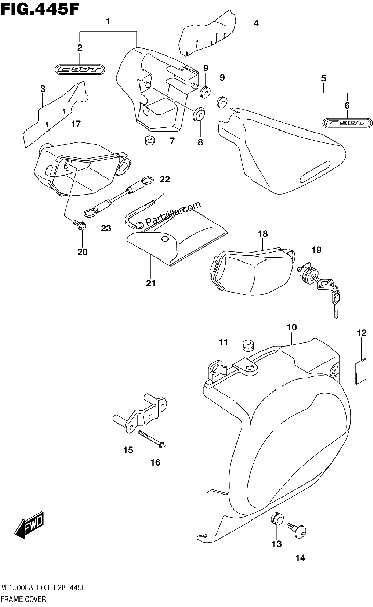 Diagrama de 445F FRAME COVER VL1500TL8 E28