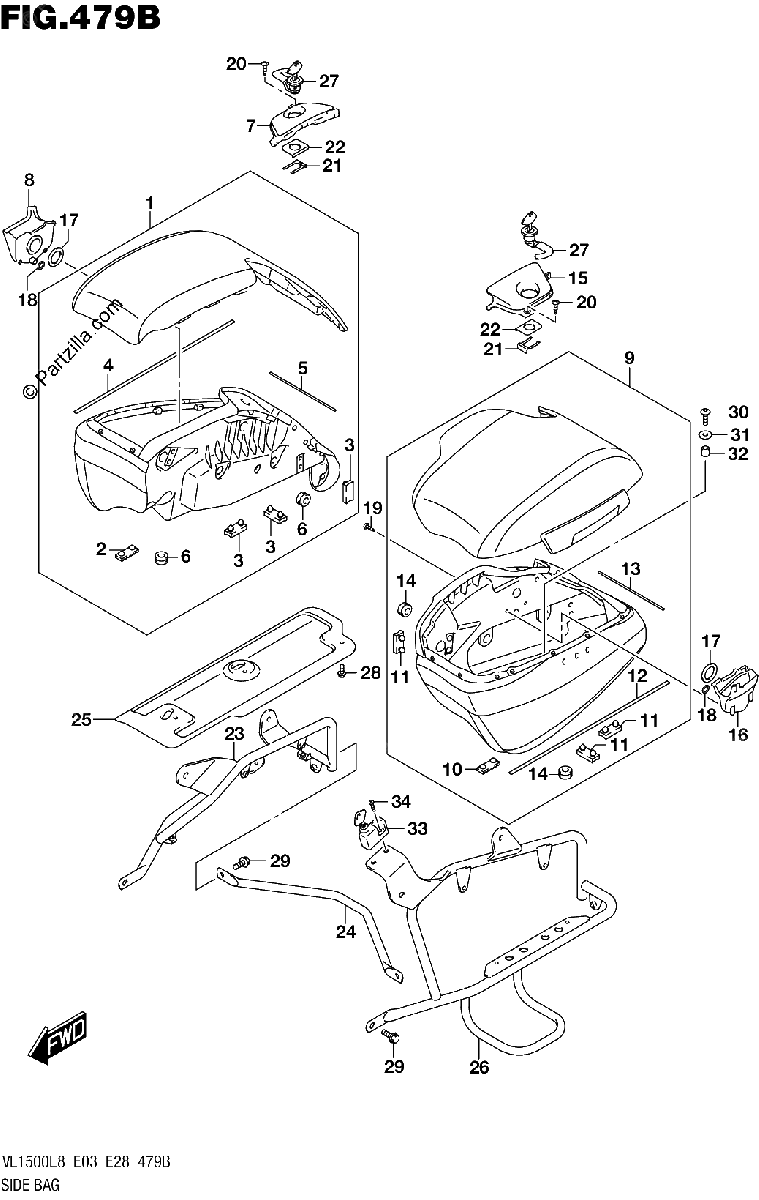 Diagrama de 479B SIDE BAG VL1500TL8 E03