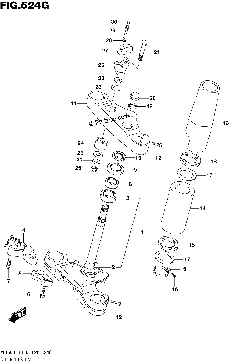 Diagrama de 524G STEERING STEM VL1500TL8 E33