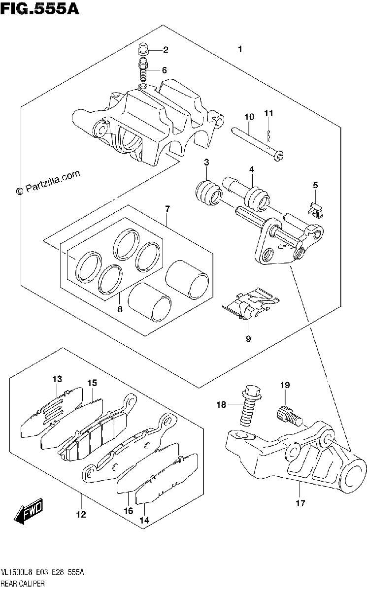 Diagrama de 555A REAR CALIPER