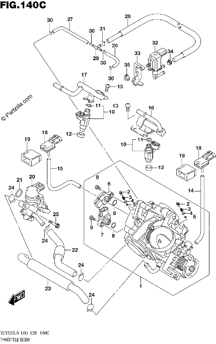 Diagrama de 140C THROTTLE BODY VZ1500L8 E33