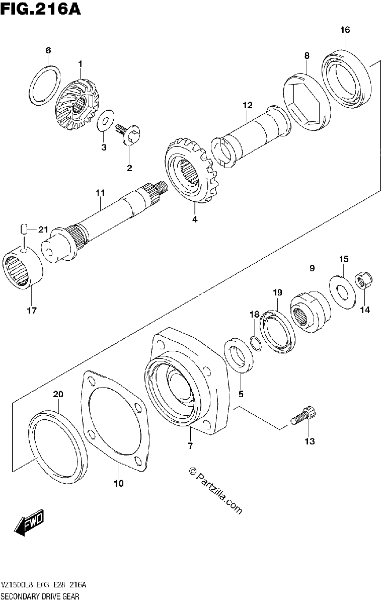 Diagrama de 216A SECONDARY DRIVE GEAR