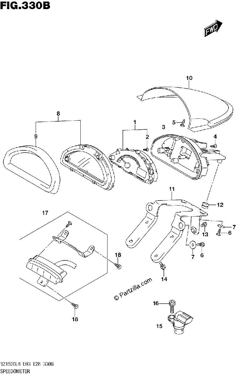 Diagrama de 330B SPEEDOMETER VZ1500L8 E28