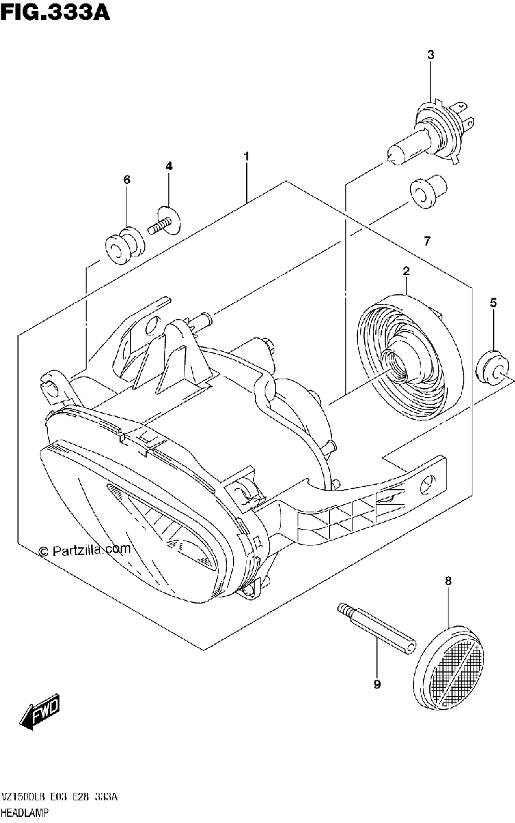 Diagrama de 333A HEADLAMP