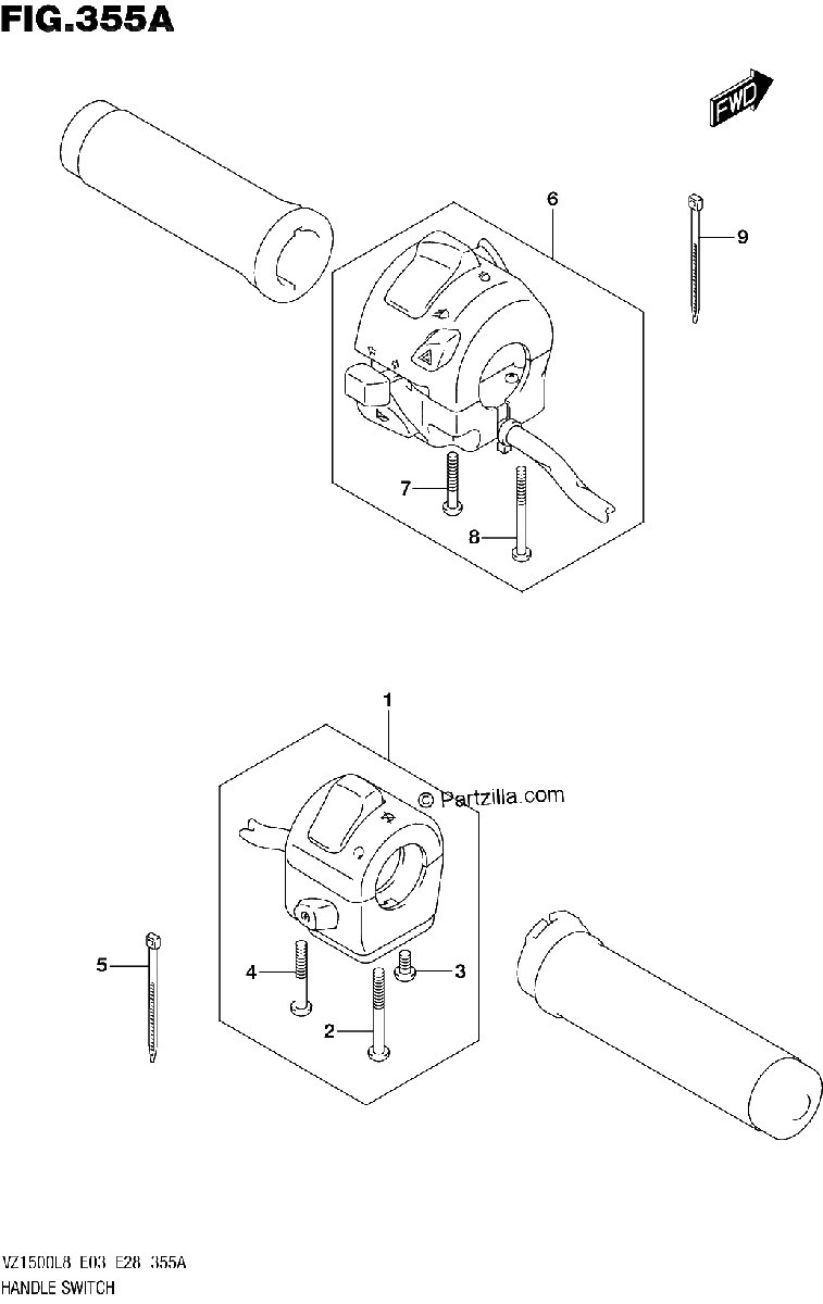 Diagrama de 355A HANDLE SWITCH