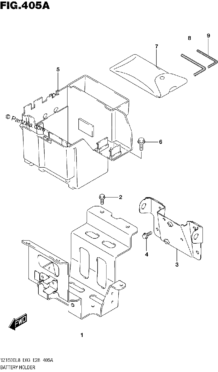 Diagrama de 405A BATTERY HOLDER