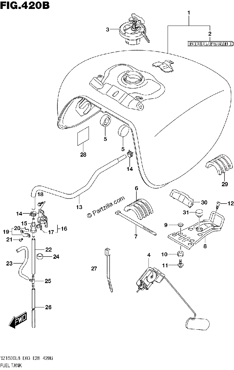 Diagrama de 420B FUEL TANK VZ1500L8 E28